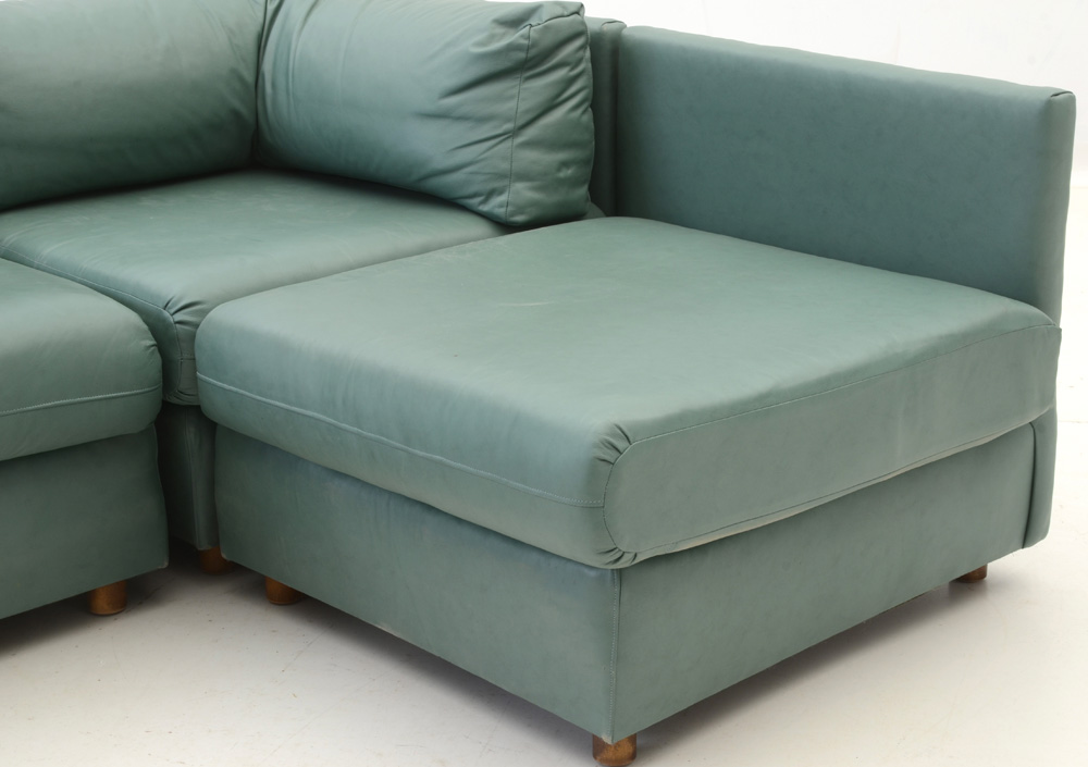 Sectional Sofa in Teal Vinyl by Drexel