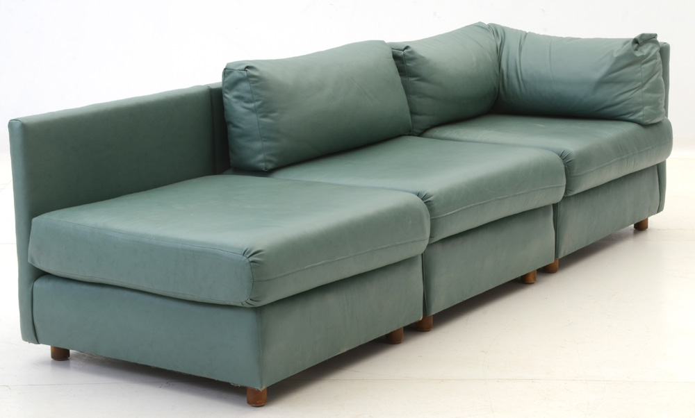 Sectional Sofa in Teal Vinyl by Drexel