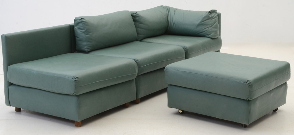 Sectional Sofa in Teal Vinyl by Drexel