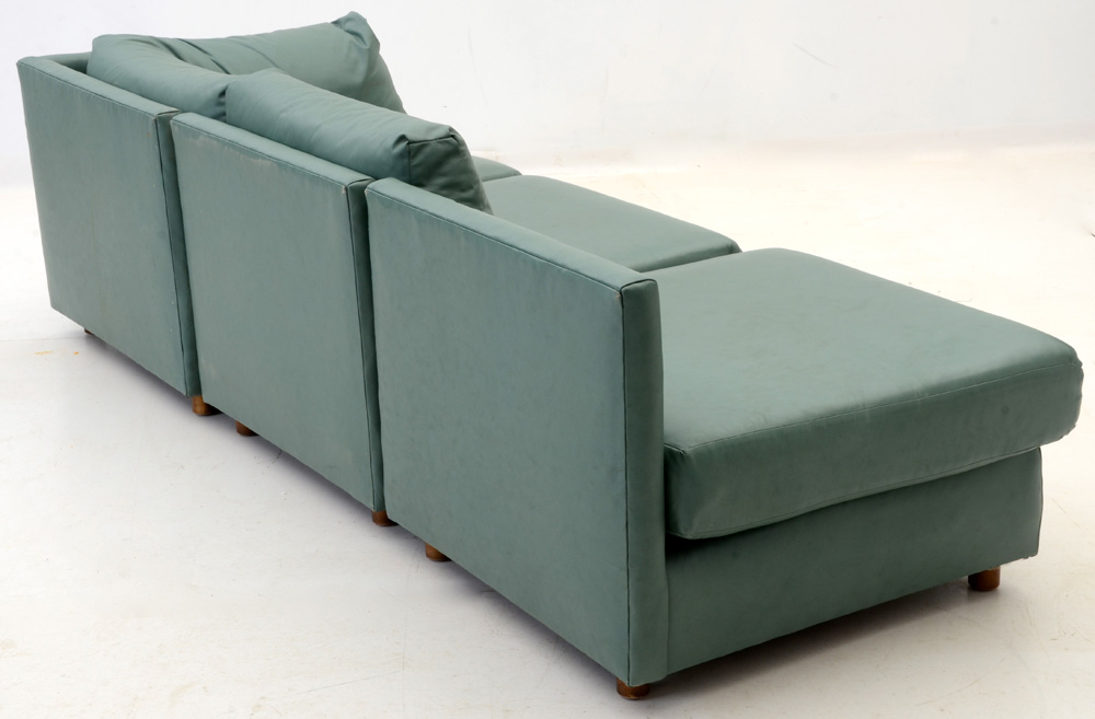 Sectional Sofa in Teal Vinyl by Drexel