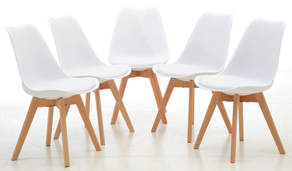 Set of Five Wade Logan "Dakota" Side Chairs in White