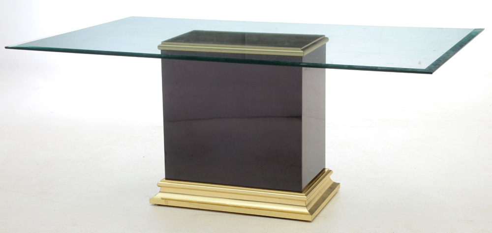 Mid-Century Glass Top Dining Table