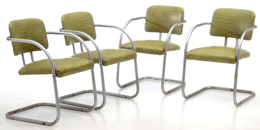 Vintage Green Vinyl and Chrome Chairs