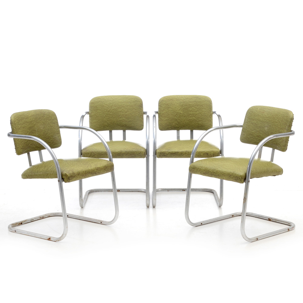 Vintage Green Vinyl and Chrome Chairs