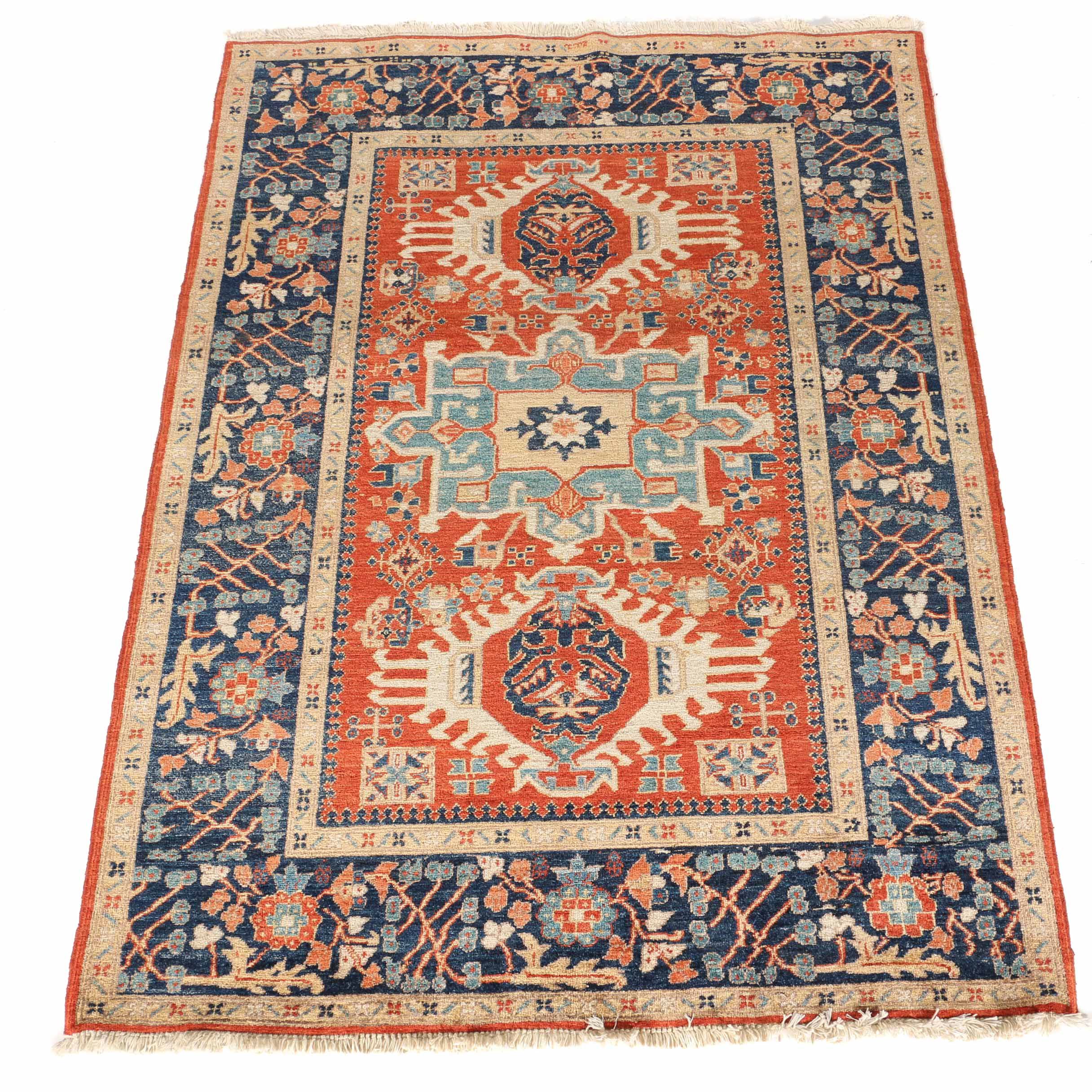 Hand-Knotted Pakistani Karaja Area Rug