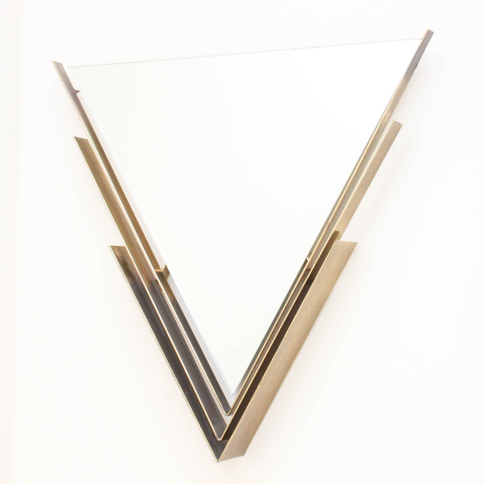 Vintage 80s Deco Triangular Wall Mirror by C. Jere