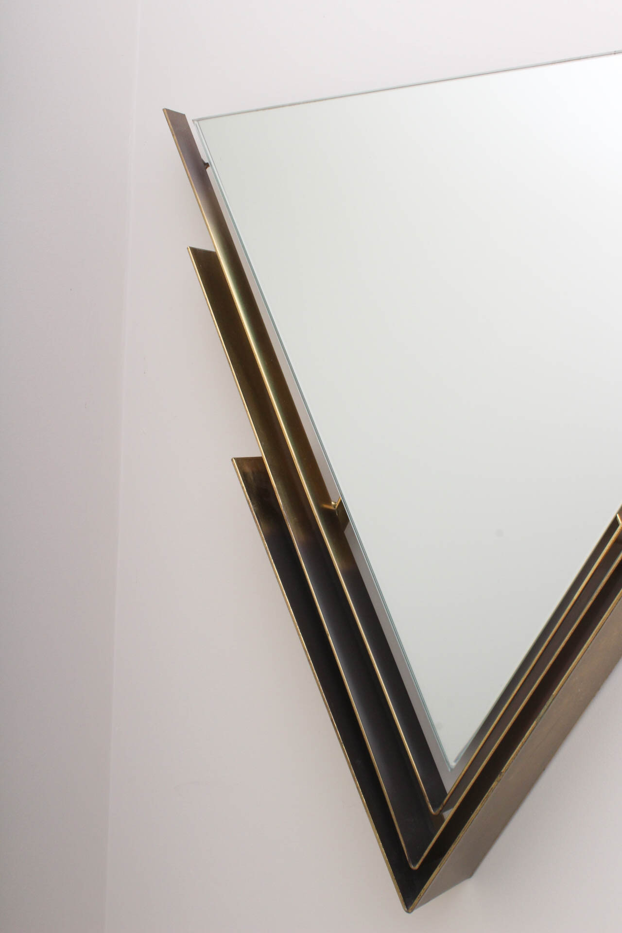 Vintage 80s Deco Triangular Wall Mirror by C. Jere