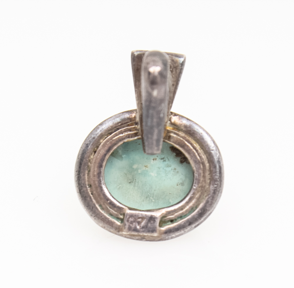 Sterling Silver Silde Pendant With Turquoise