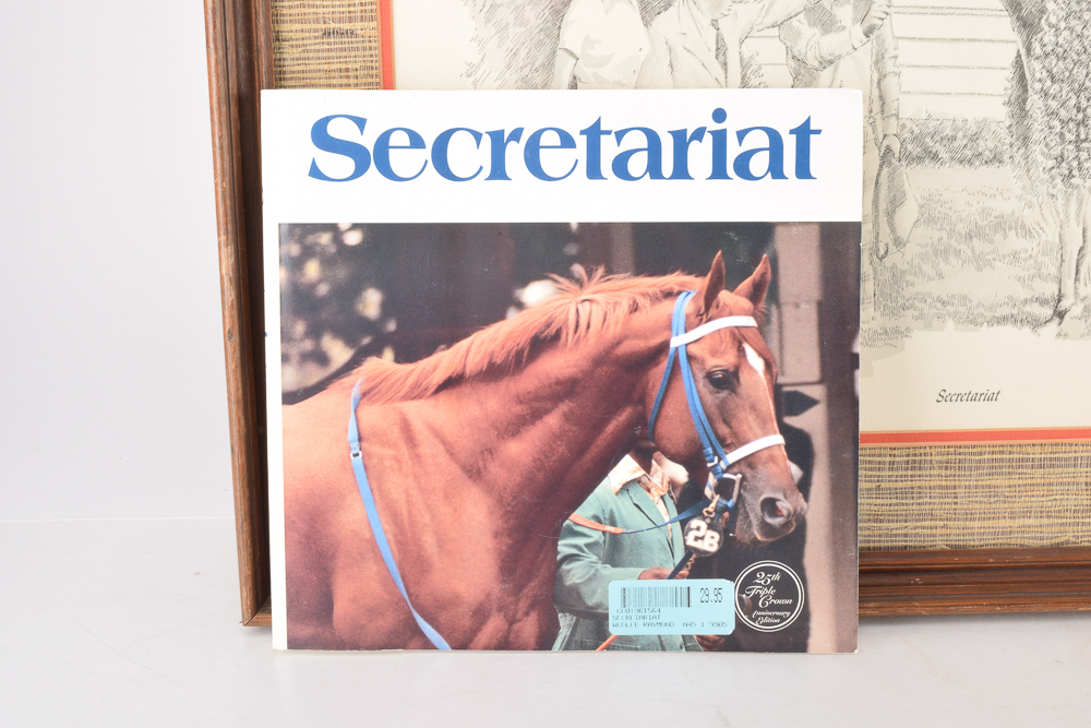 Tony Oswald Framed Offset Lithograph of Etching "Secretariat"