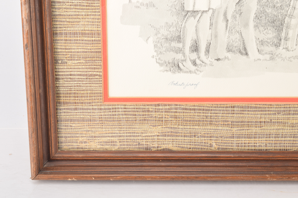 Tony Oswald Framed Offset Lithograph of Etching "Secretariat"