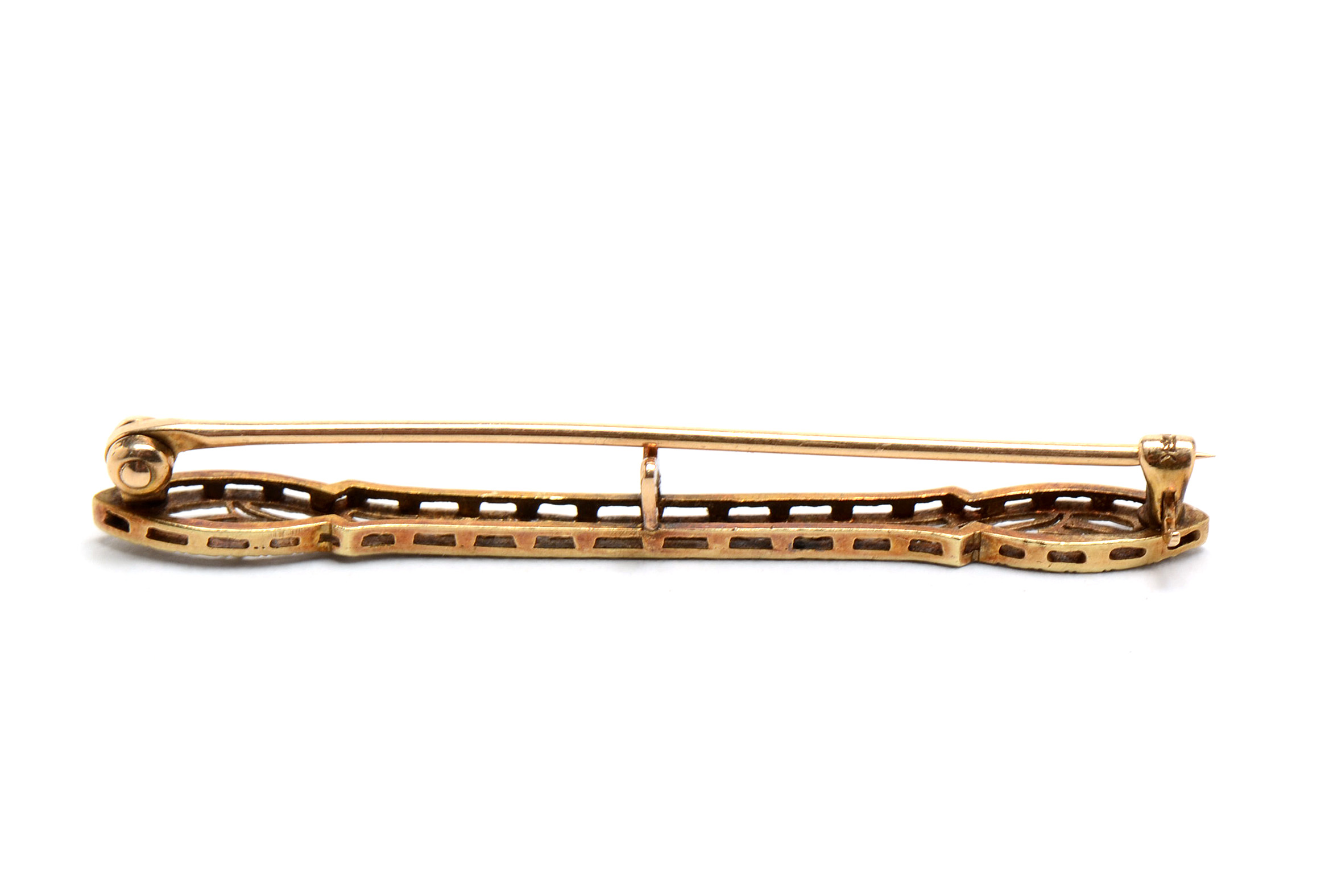 Early 20th Century 14K Yellow Gold Filigree Bar Pin