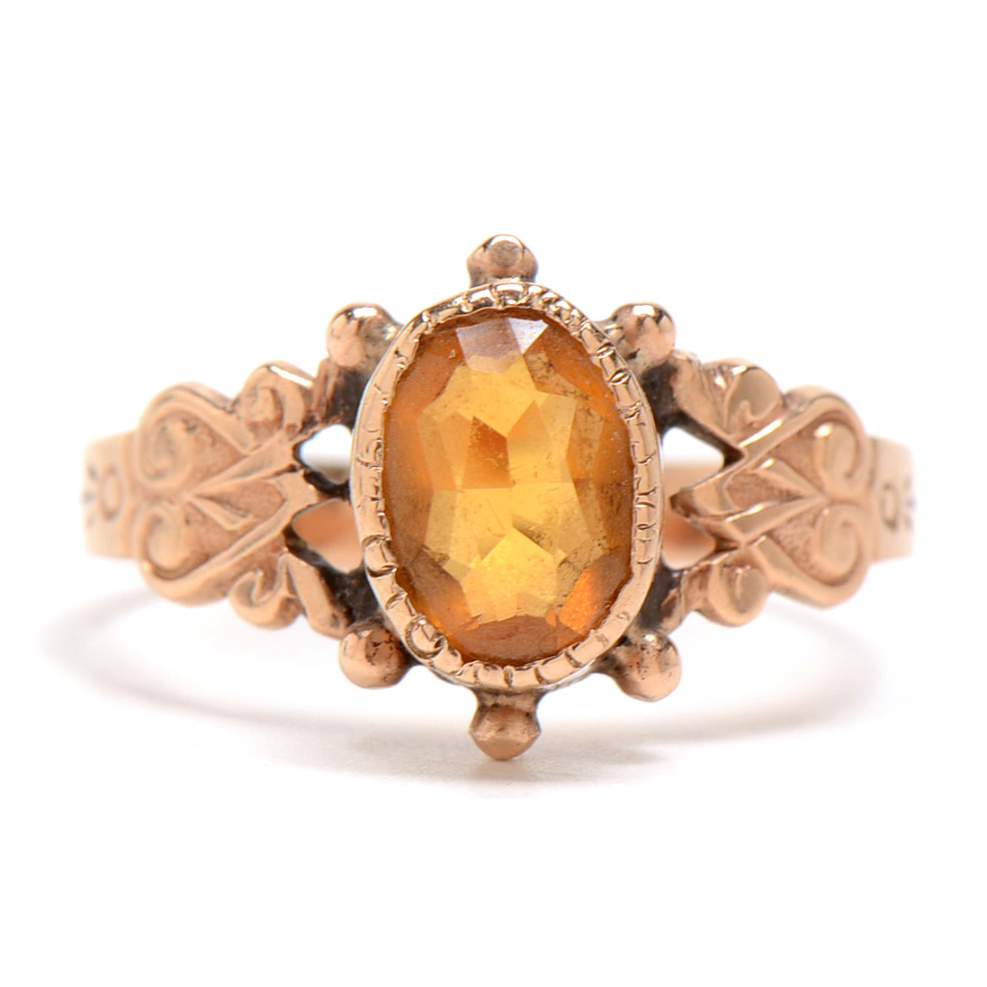 Victorian 10K Rose Gold Citrine Ring