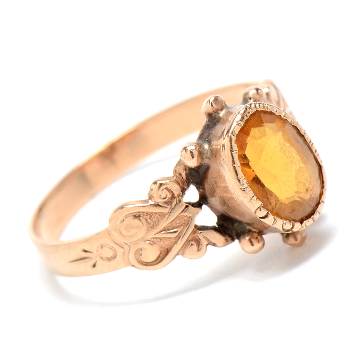 Victorian 10K Rose Gold Citrine Ring