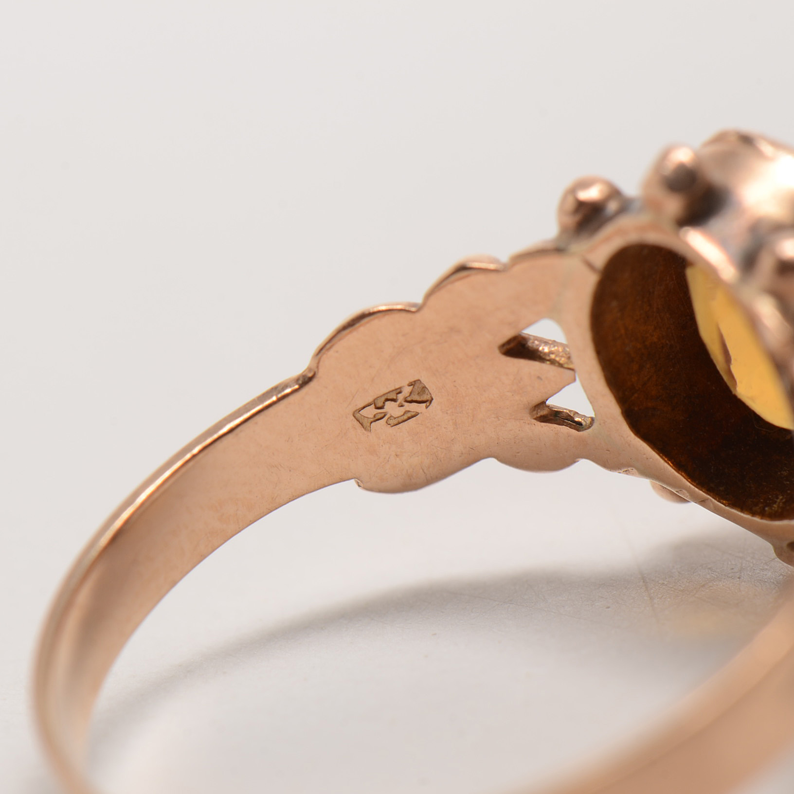 Victorian 10K Rose Gold Citrine Ring