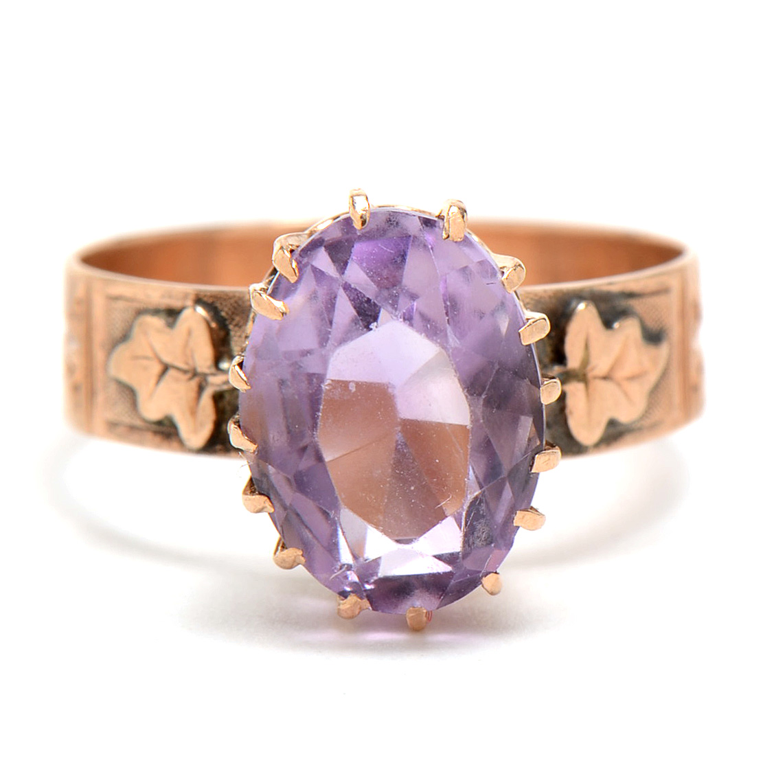 Antique 10K Rose Gold Amethyst Ring