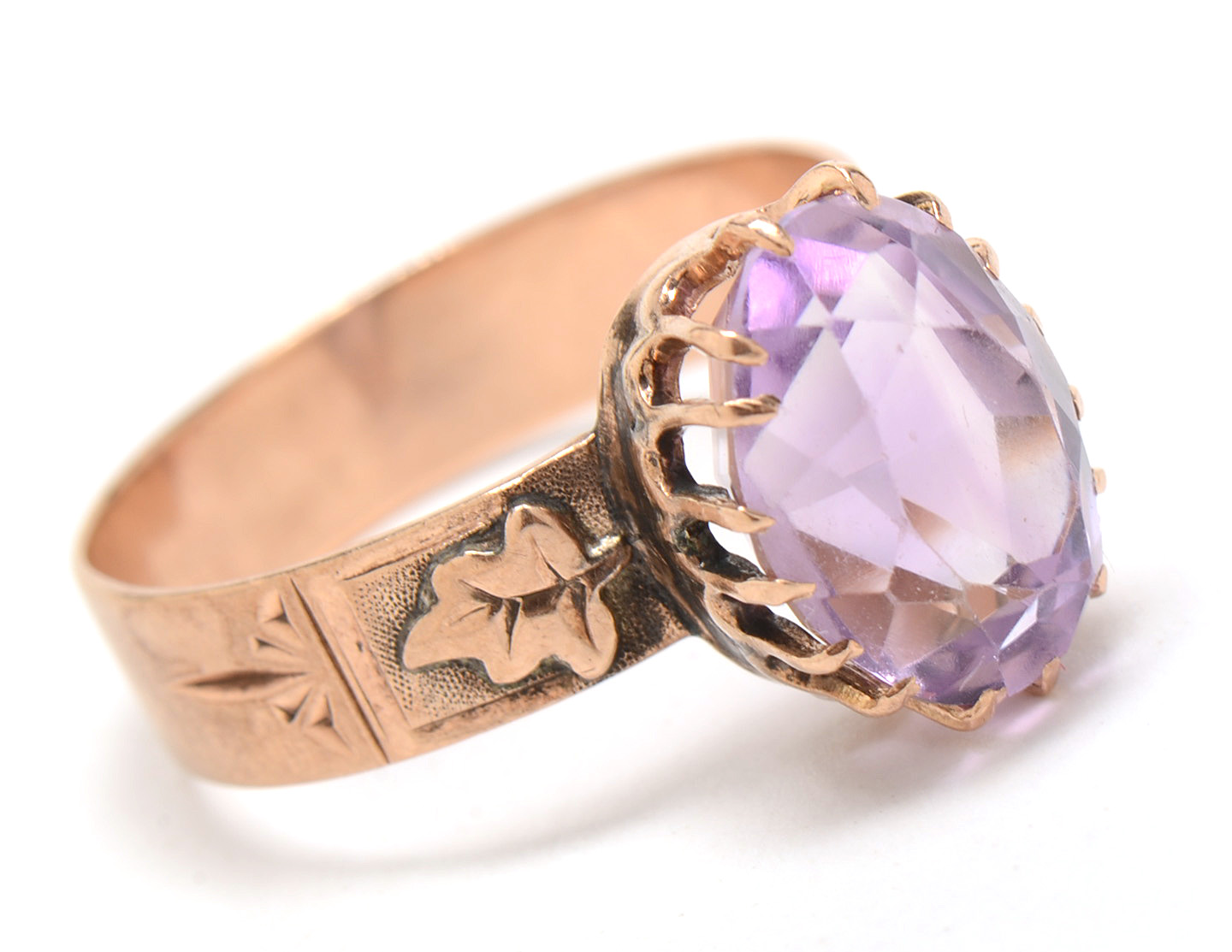 Antique 10K Rose Gold Amethyst Ring
