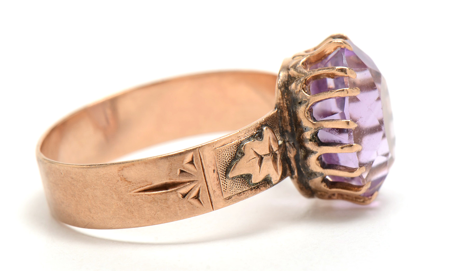 Antique 10K Rose Gold Amethyst Ring