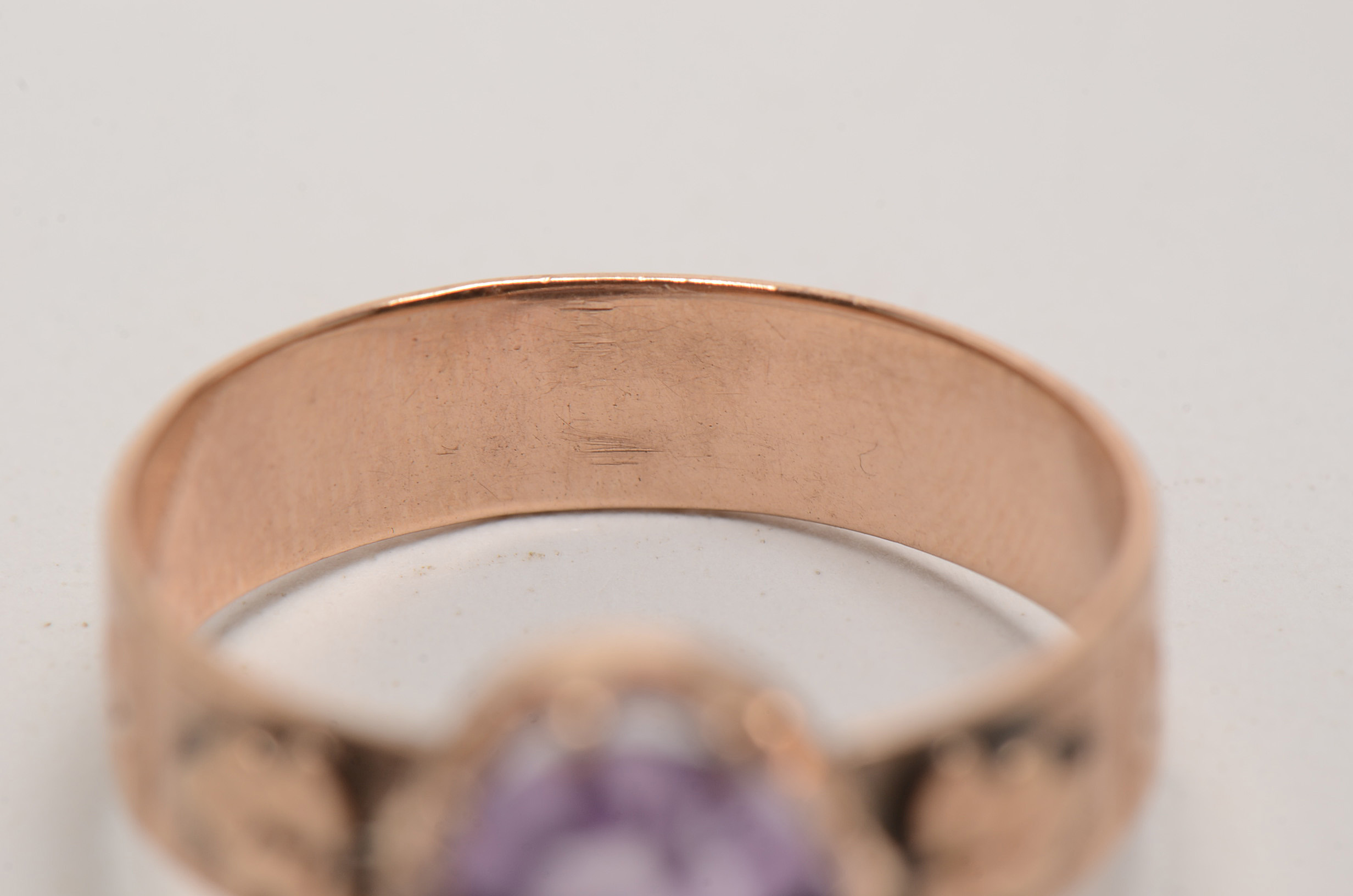 Antique 10K Rose Gold Amethyst Ring