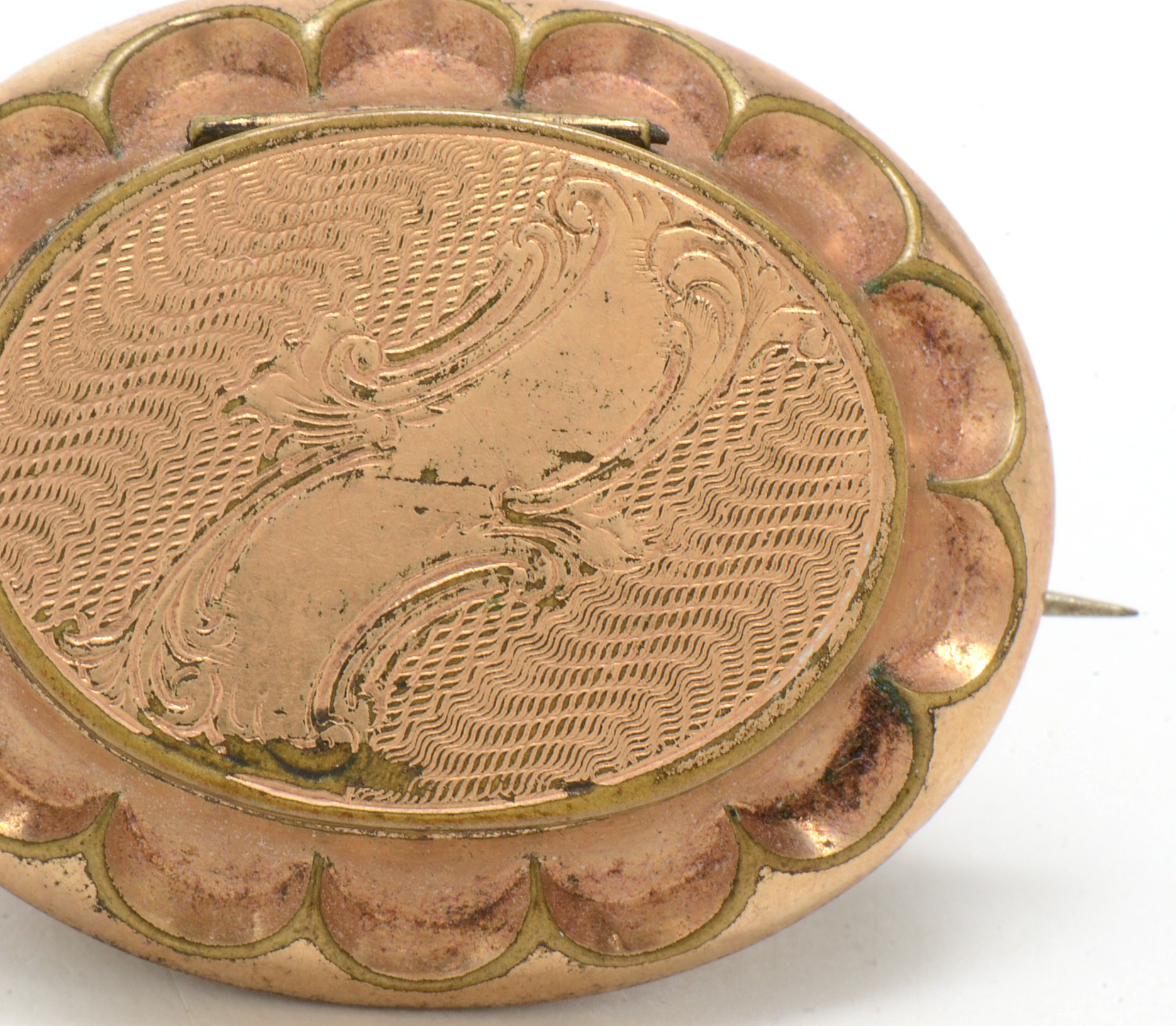 Victorian Gold Filled Locket Brooch with Tintype Portrait