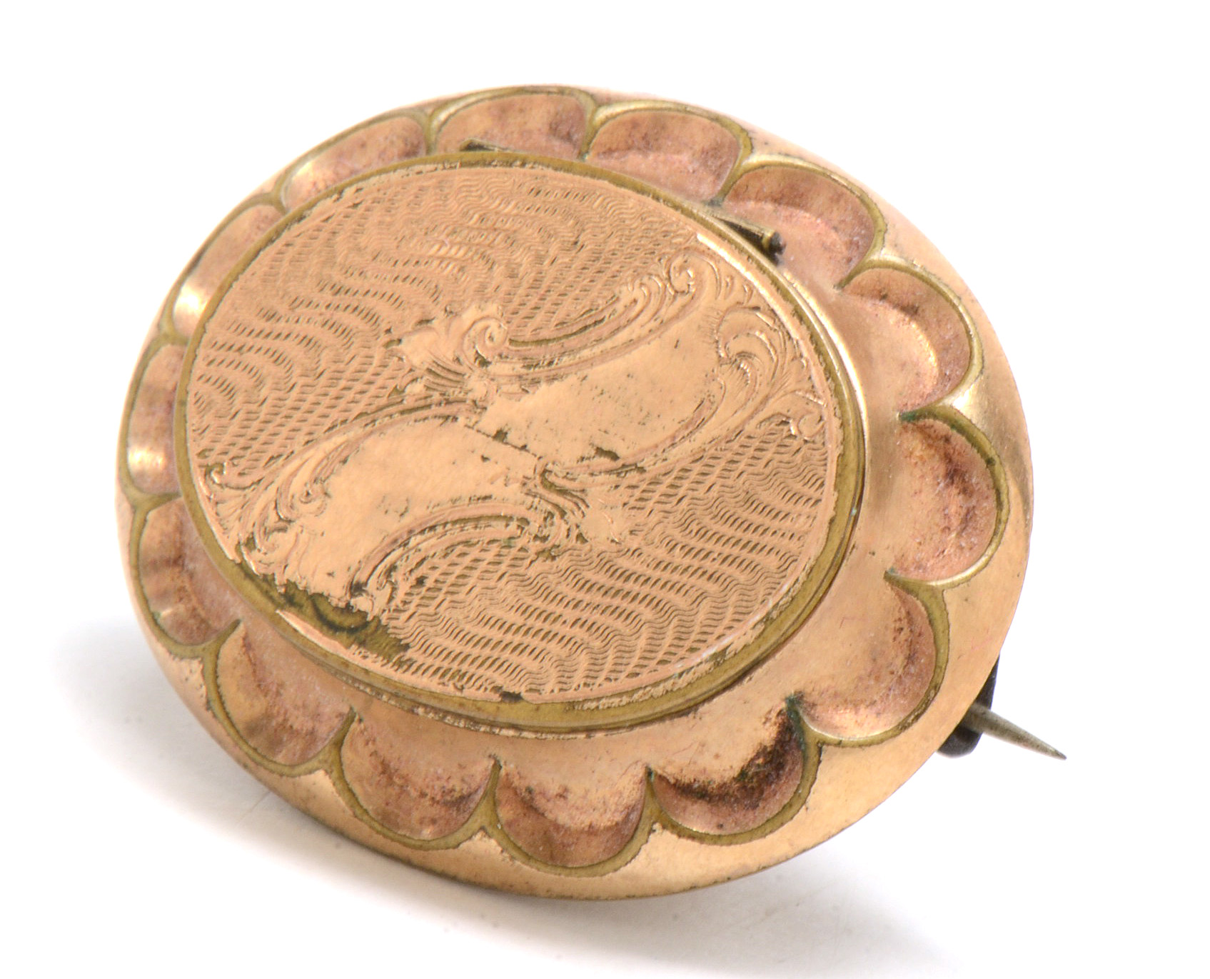 Victorian Gold Filled Locket Brooch with Tintype Portrait