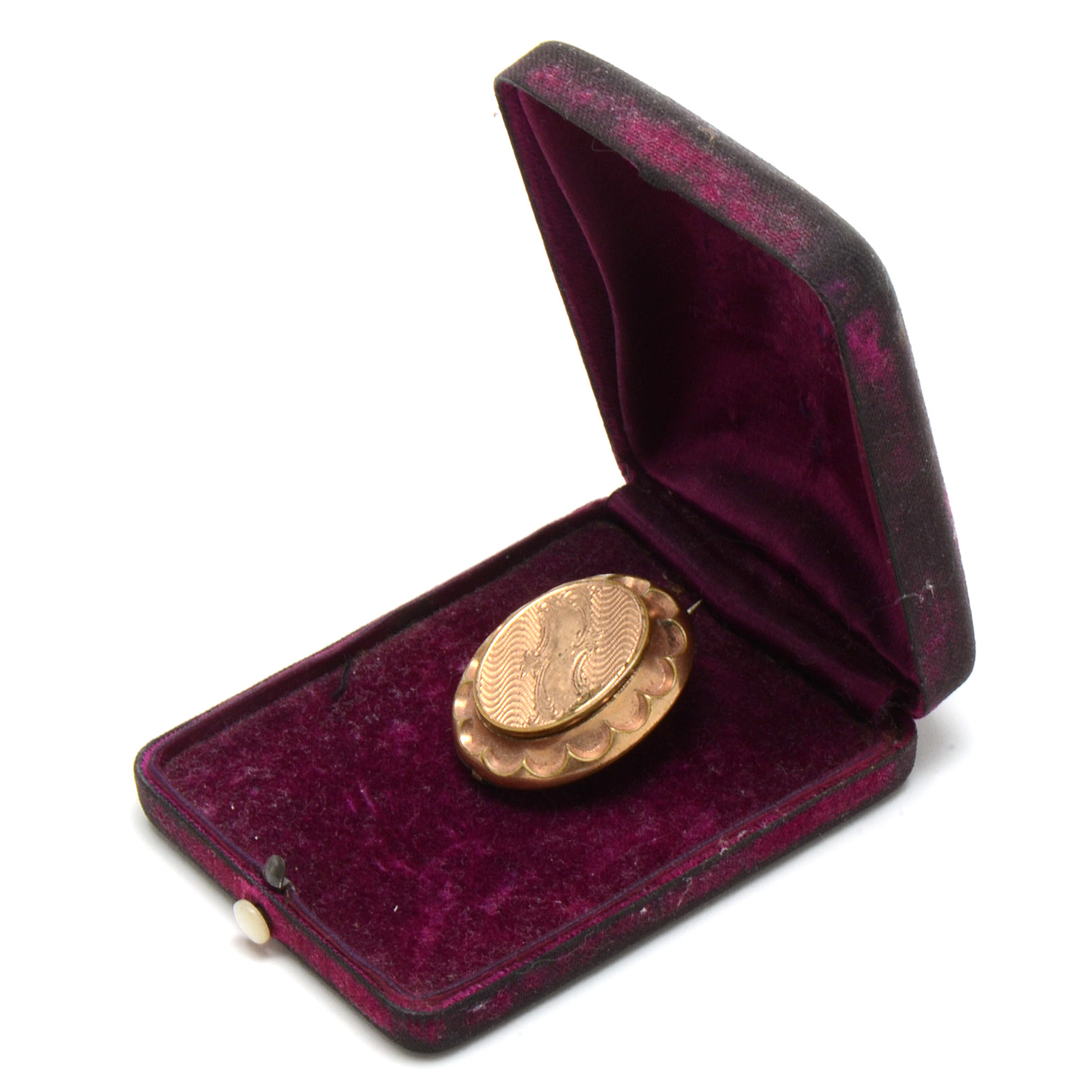 Victorian Gold Filled Locket Brooch with Tintype Portrait