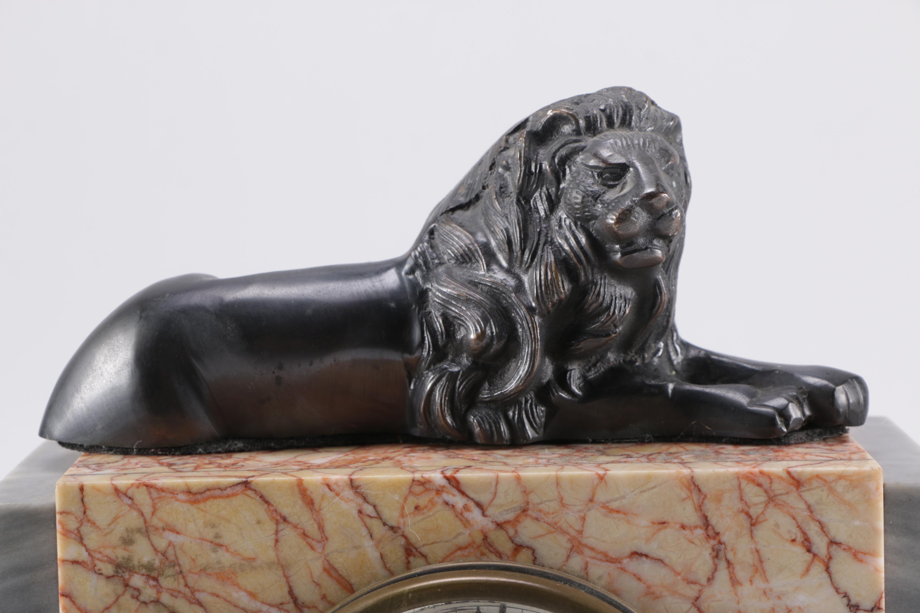 Circa 1930 UCRA Marble Clock With Garniture