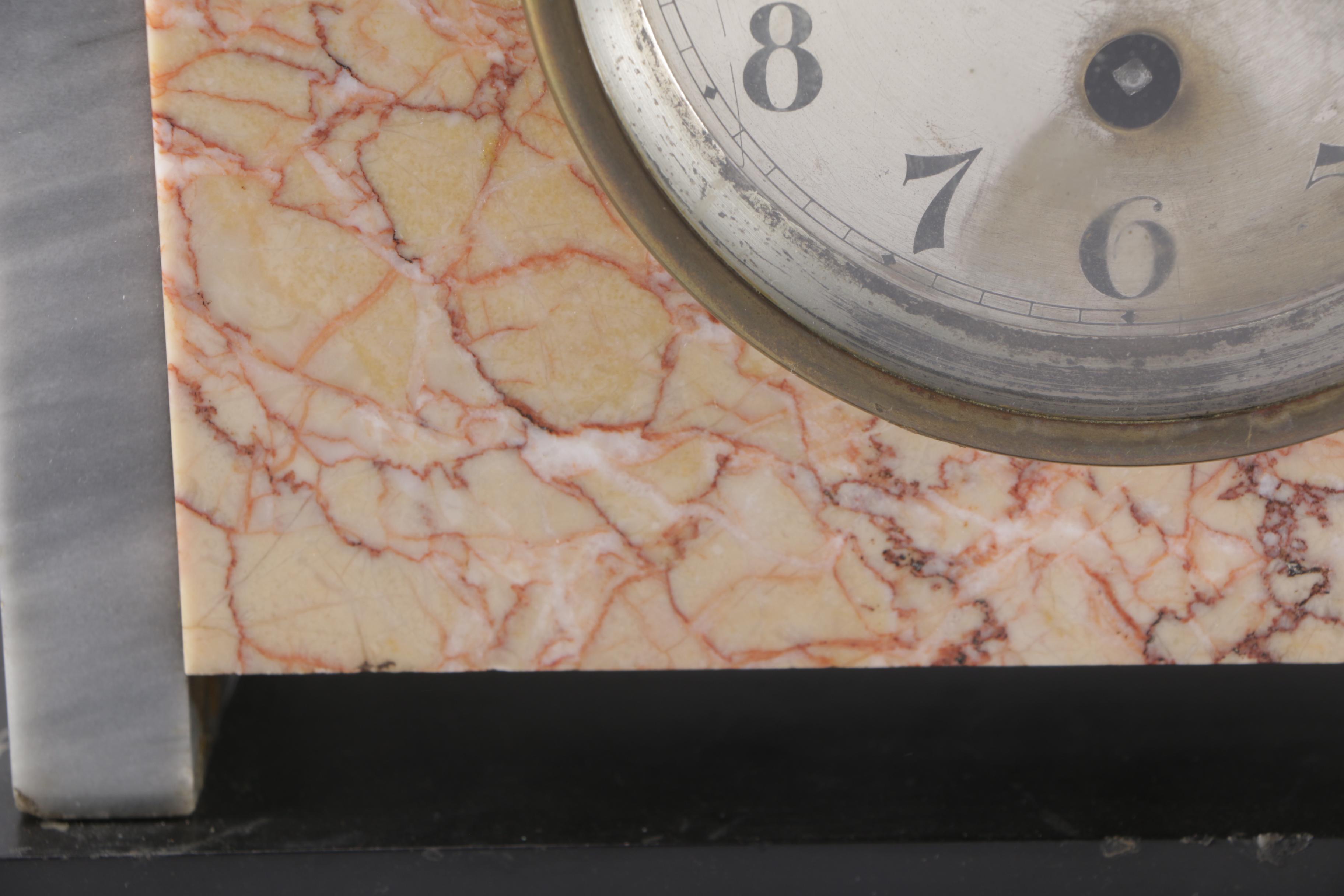 Circa 1930 UCRA Marble Clock With Garniture