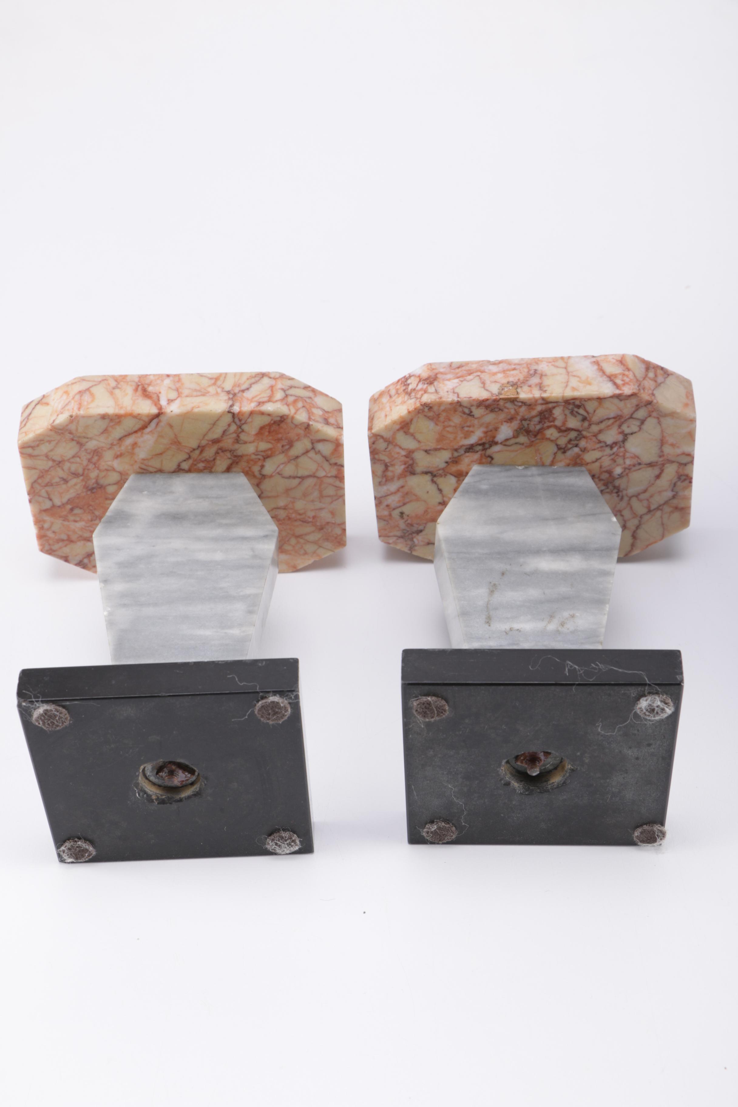 Circa 1930 UCRA Marble Clock With Garniture