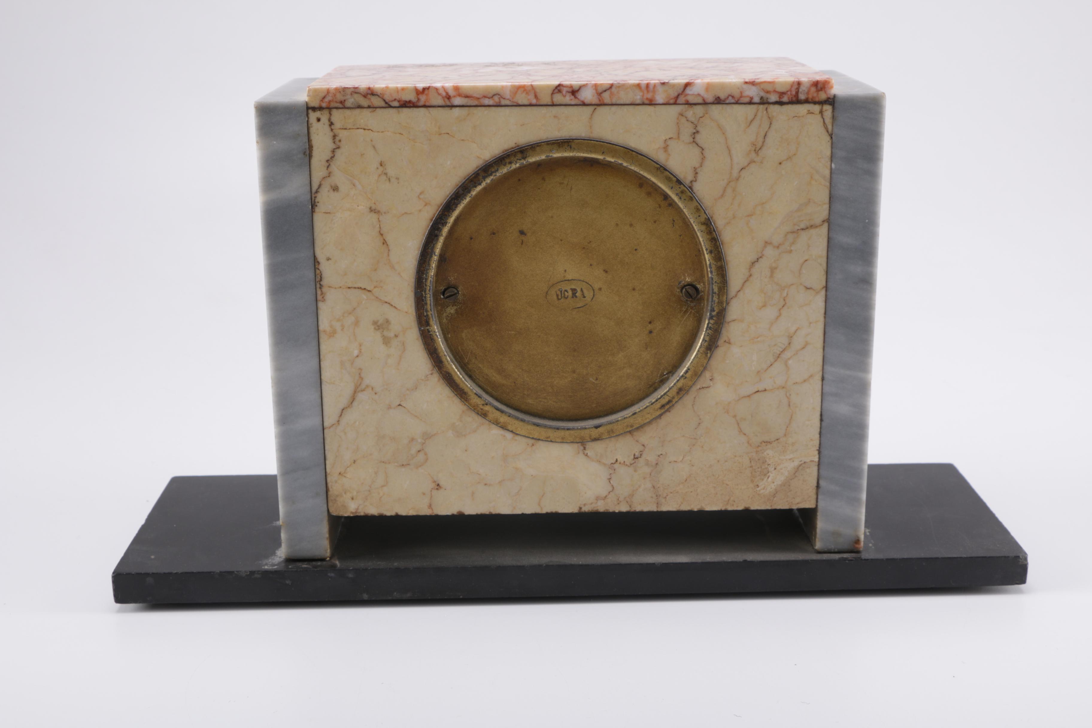 Circa 1930 UCRA Marble Clock With Garniture