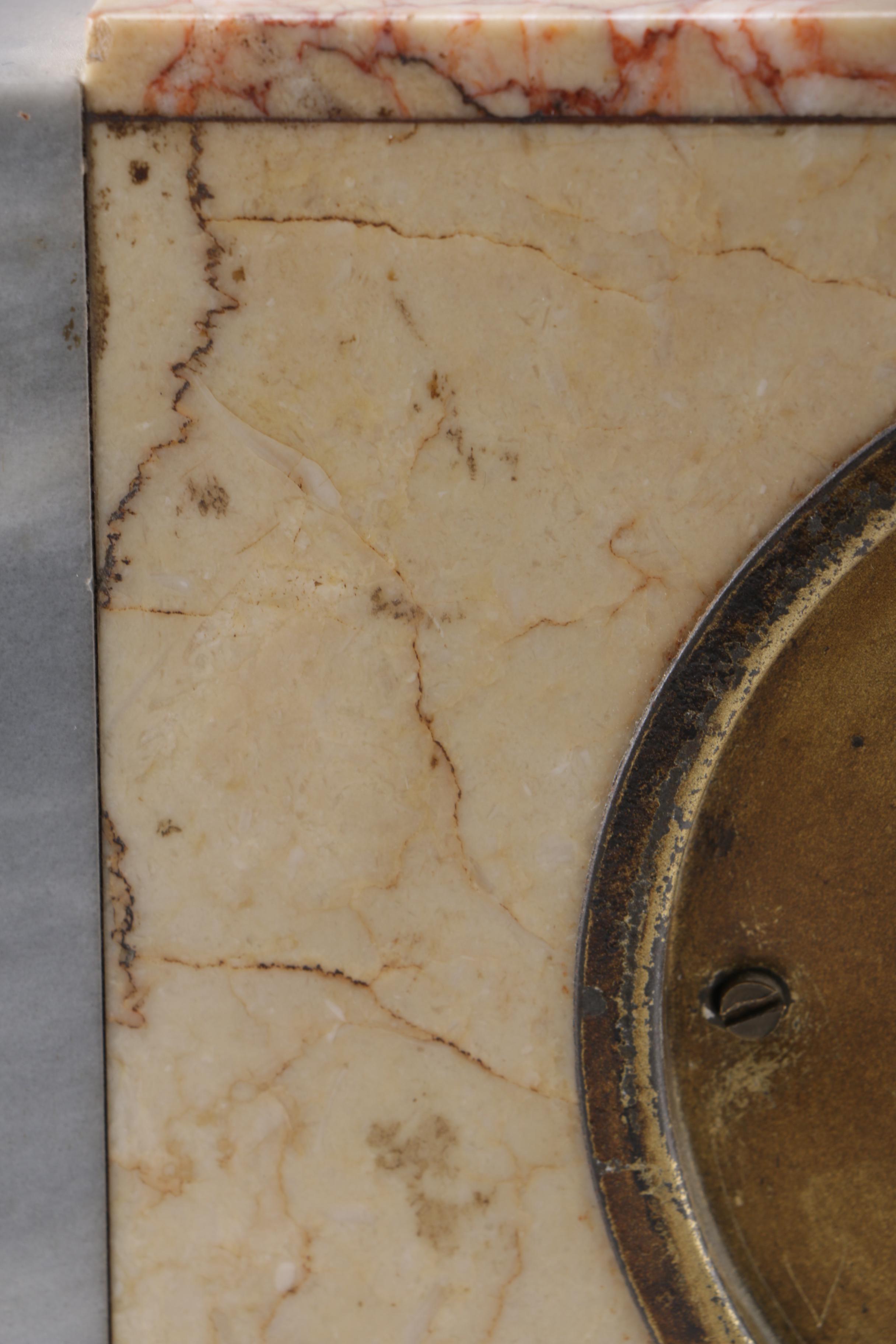 Circa 1930 UCRA Marble Clock With Garniture