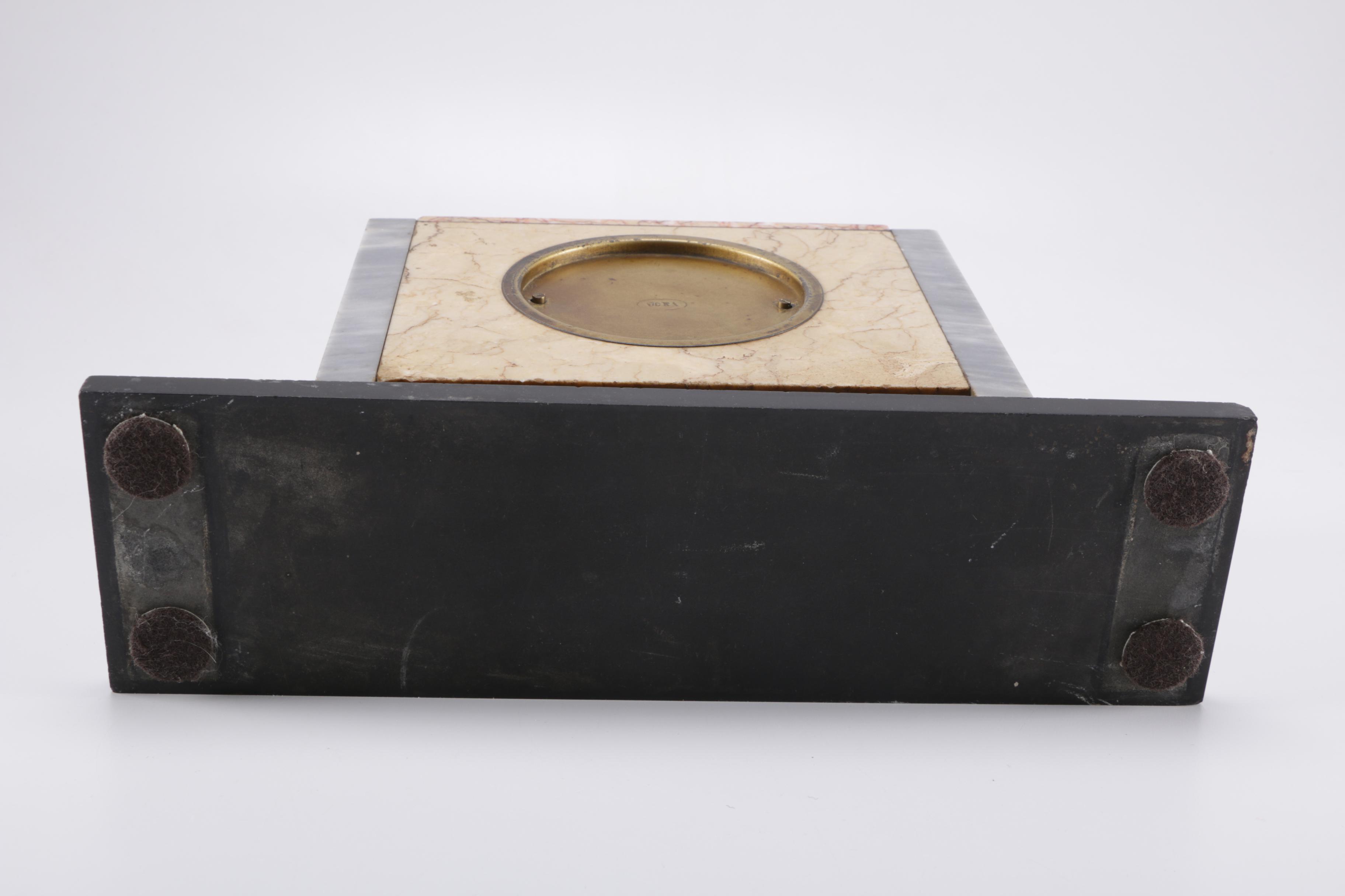 Circa 1930 UCRA Marble Clock With Garniture