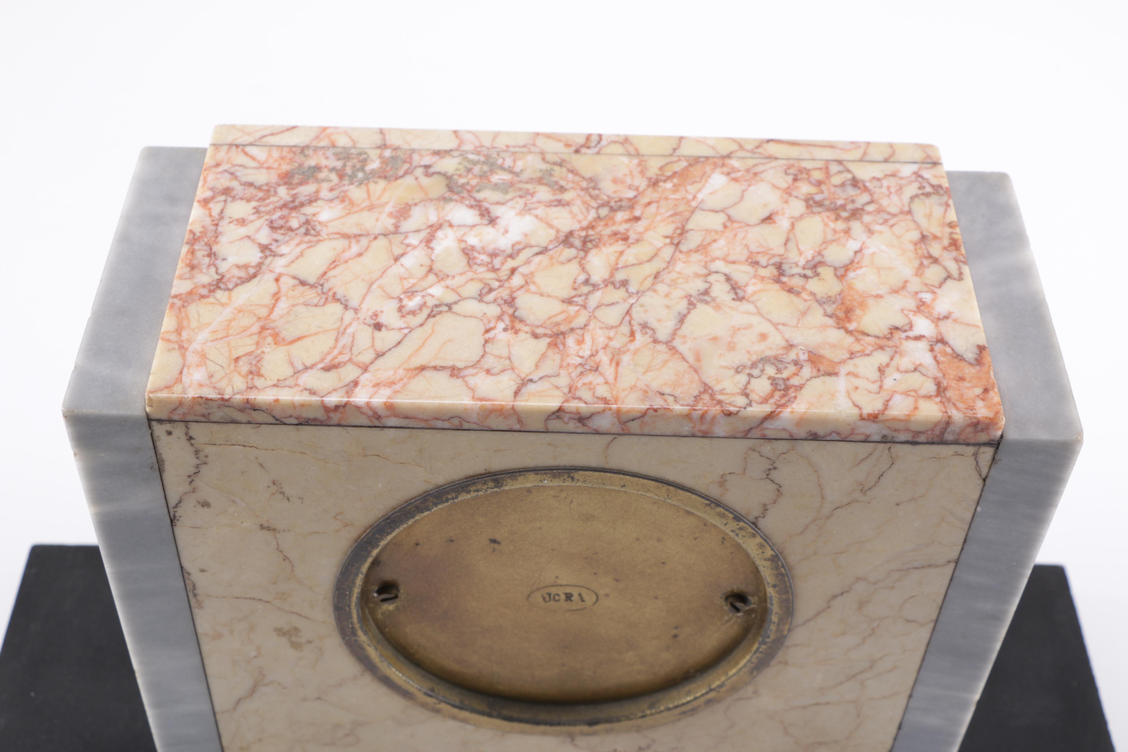Circa 1930 UCRA Marble Clock With Garniture