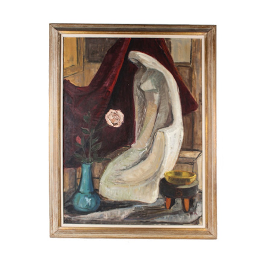 Nancy Axelrod Oil Painting of Woman Kneeling