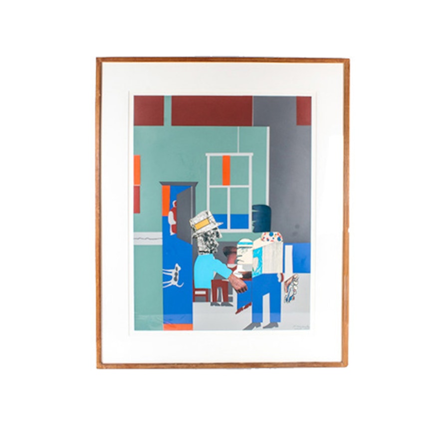 Romare Bearden Artist Proof Collage "Carolina Blue (Interior)"