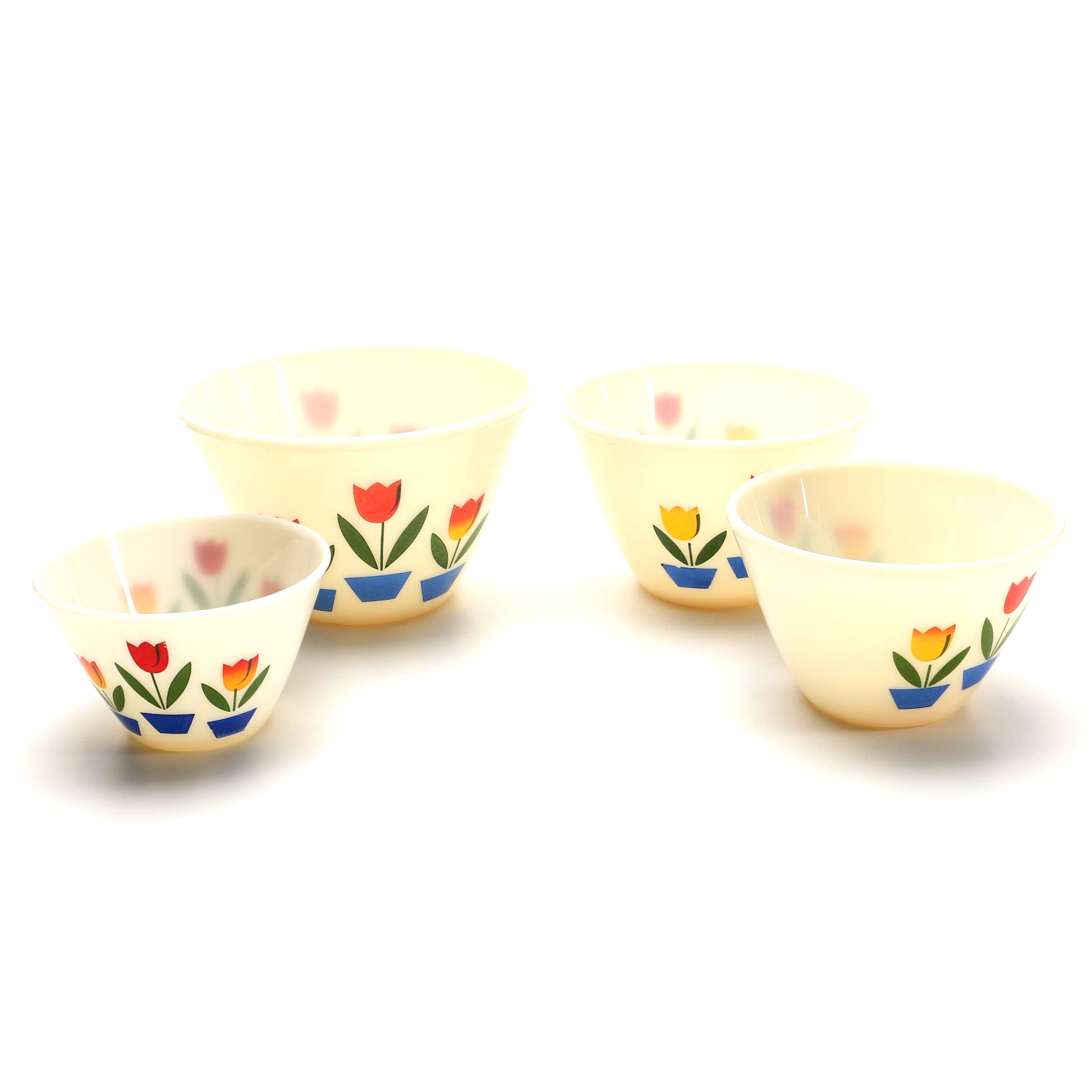 Fire-King "Tulips on Ivory" Glass Mixing Bowls
