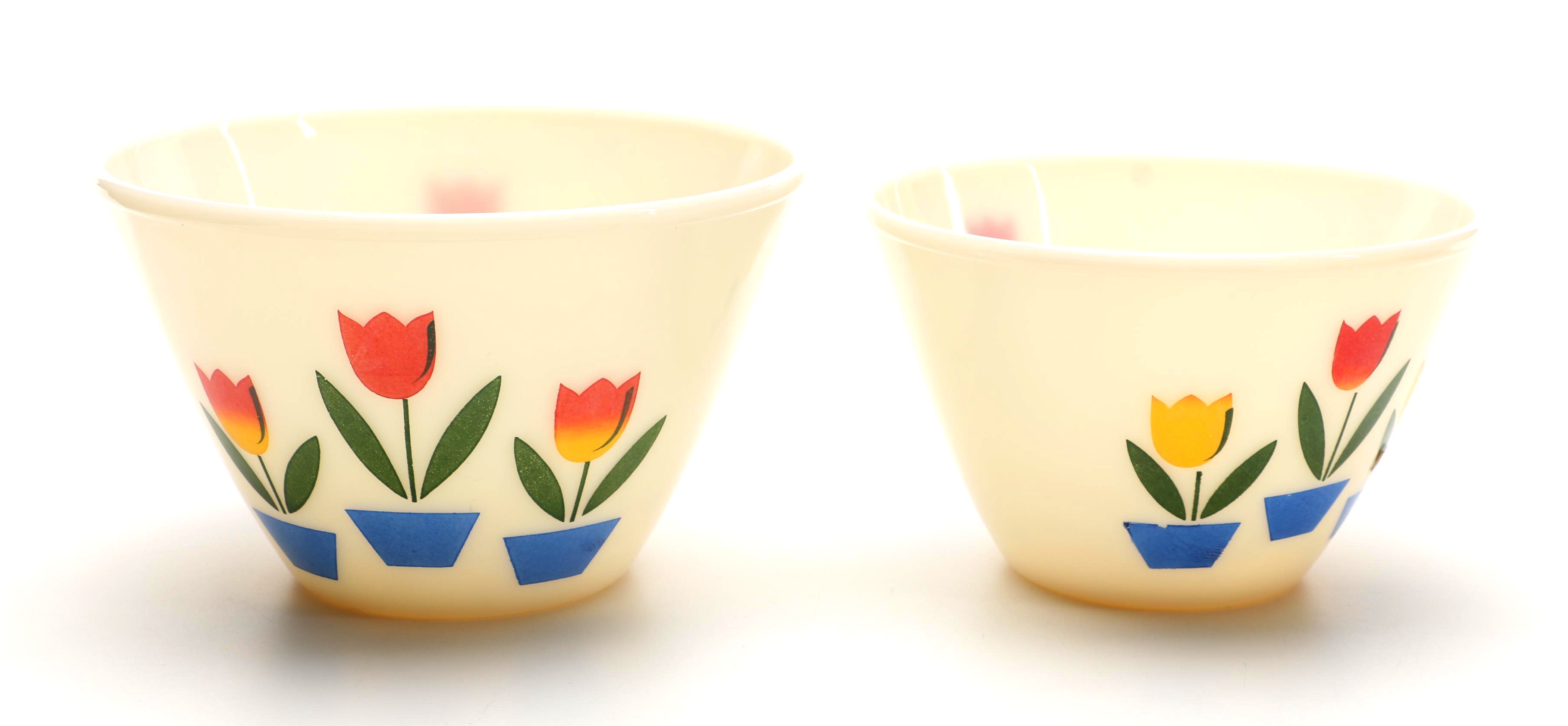 Fire-King "Tulips on Ivory" Glass Mixing Bowls