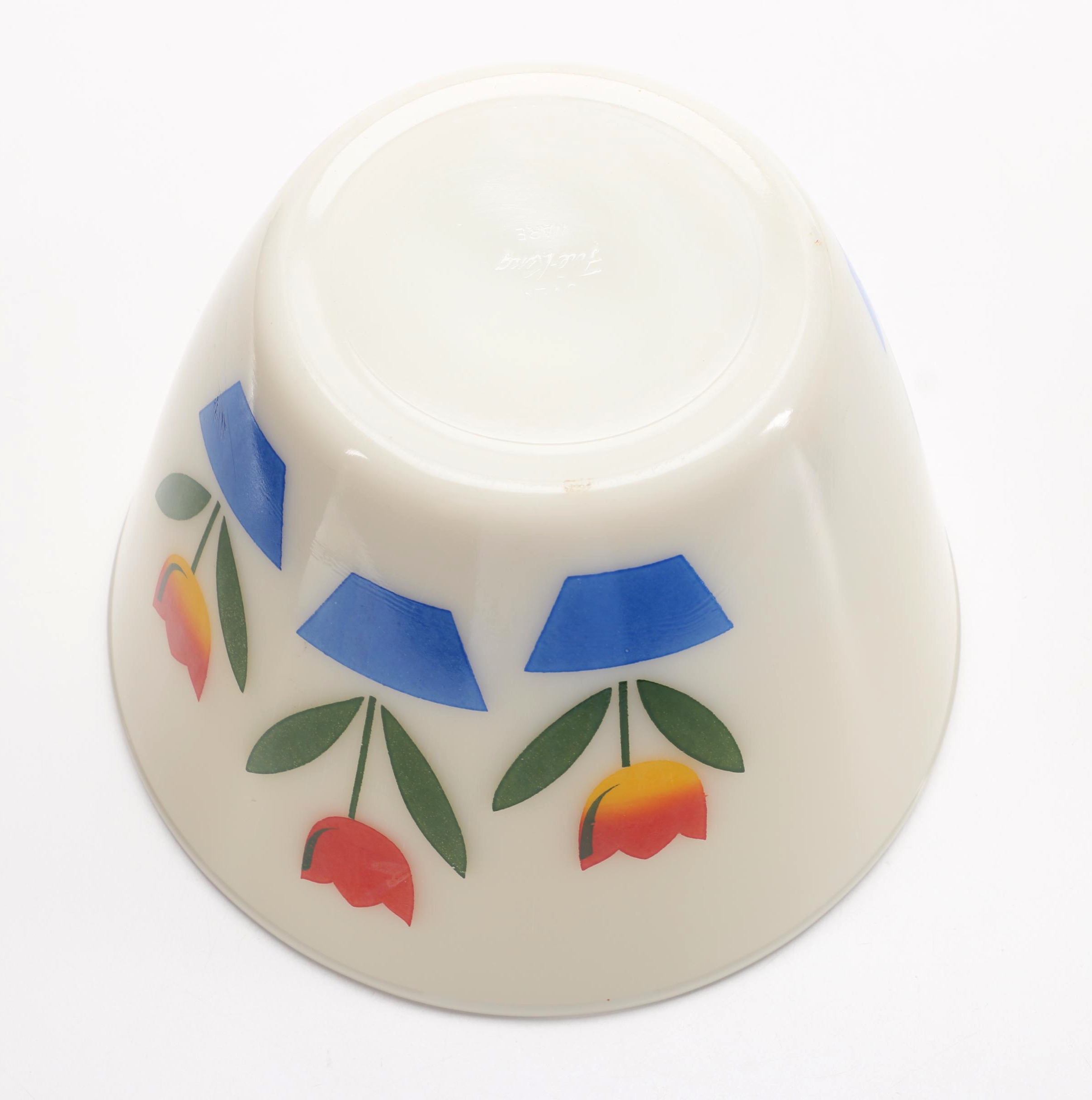 Fire-King "Tulips on Ivory" Glass Mixing Bowls