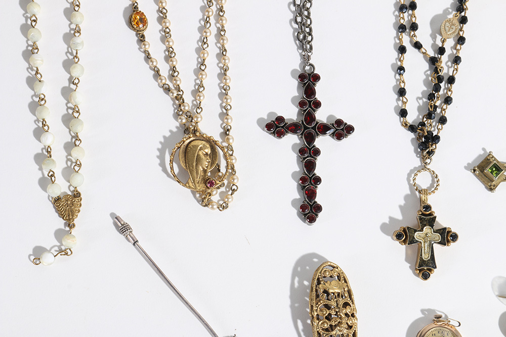 Costume Jewelry Assortment Featuring Virgins, Saints and Angels