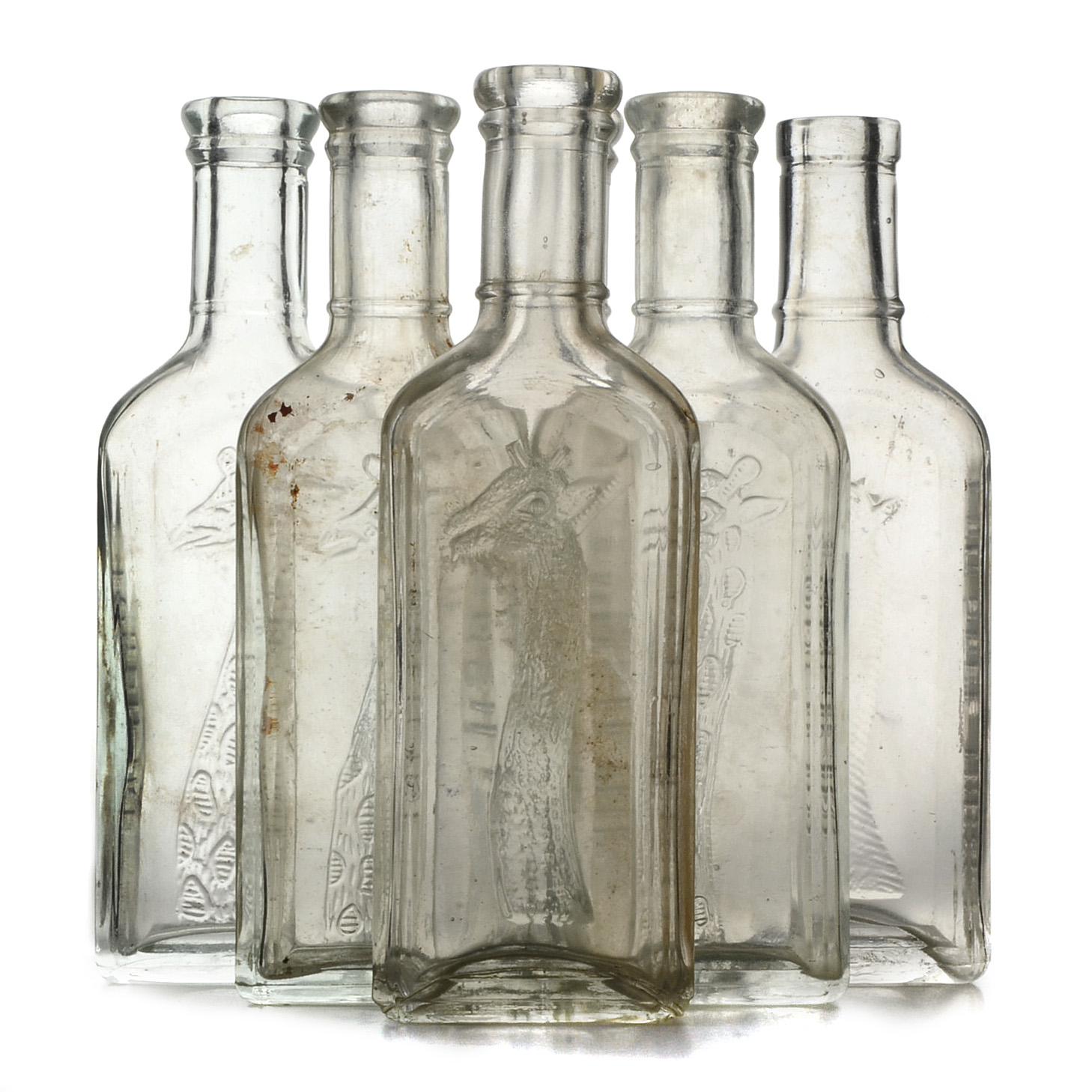 Collection of Antique Tonsiline Glass Medicine Bottles