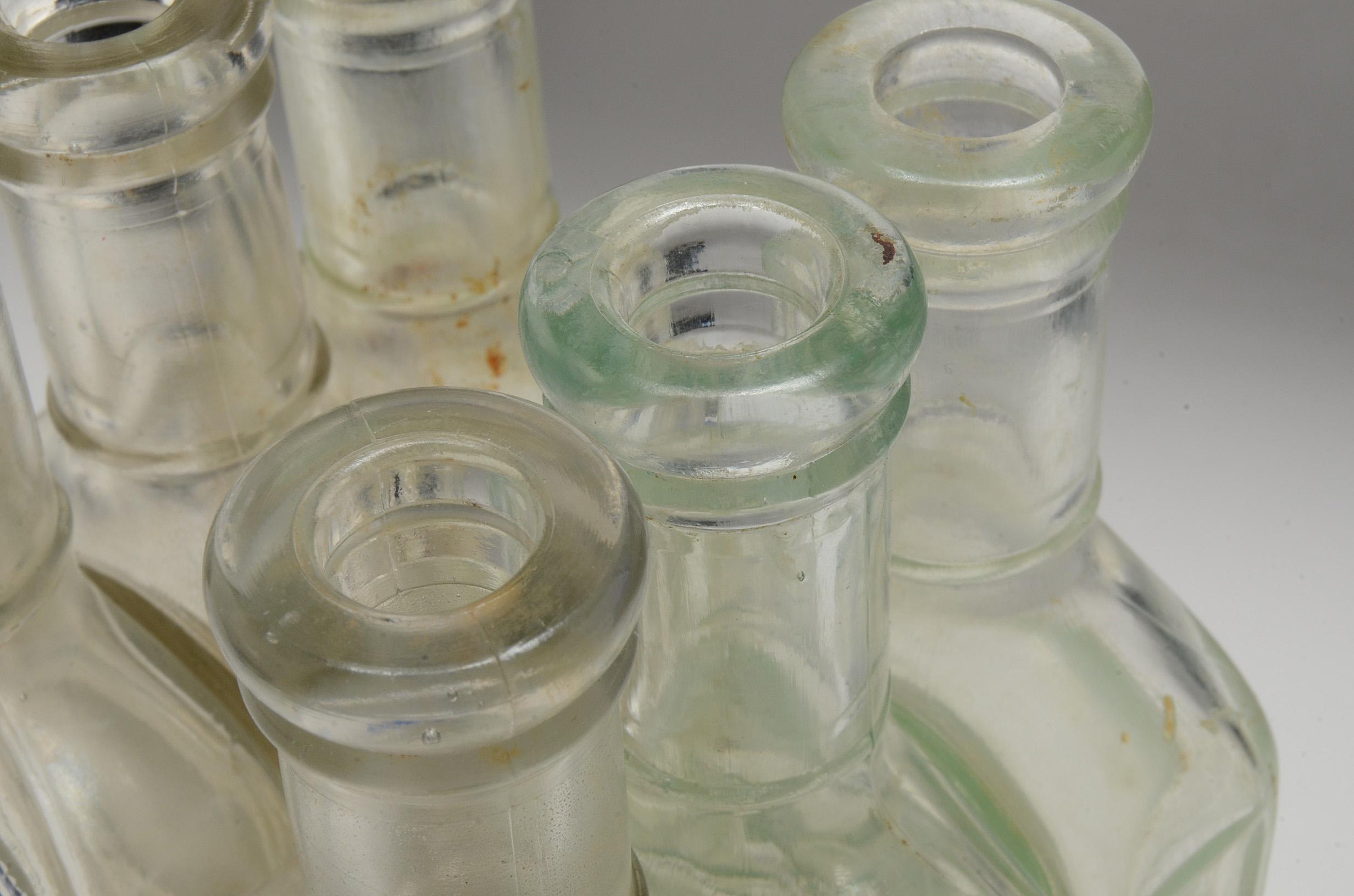 Collection of Antique Tonsiline Glass Medicine Bottles