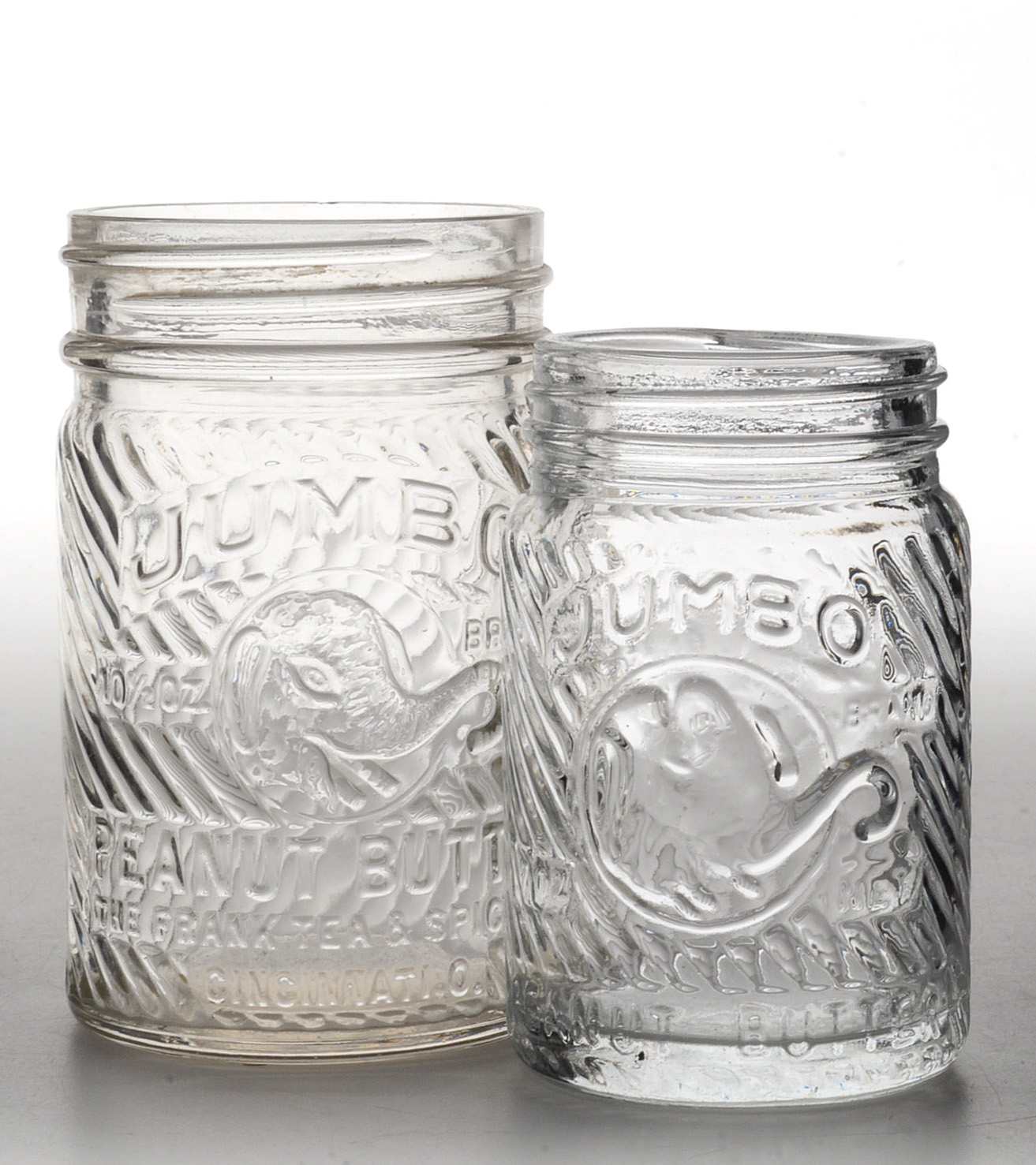 Six Vintage Jumbo Peanut Butter Jars