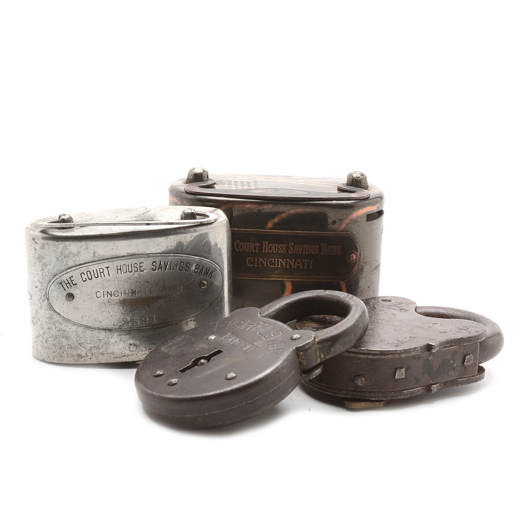 Collection of Vintage Coin Banks and Locks