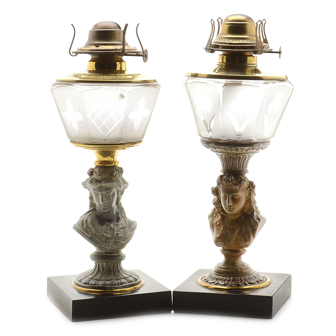 Antique Figural Victorian Oil Lamps