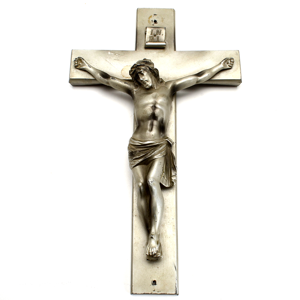 Two Cast Metal Wall Mountable Crucifixes