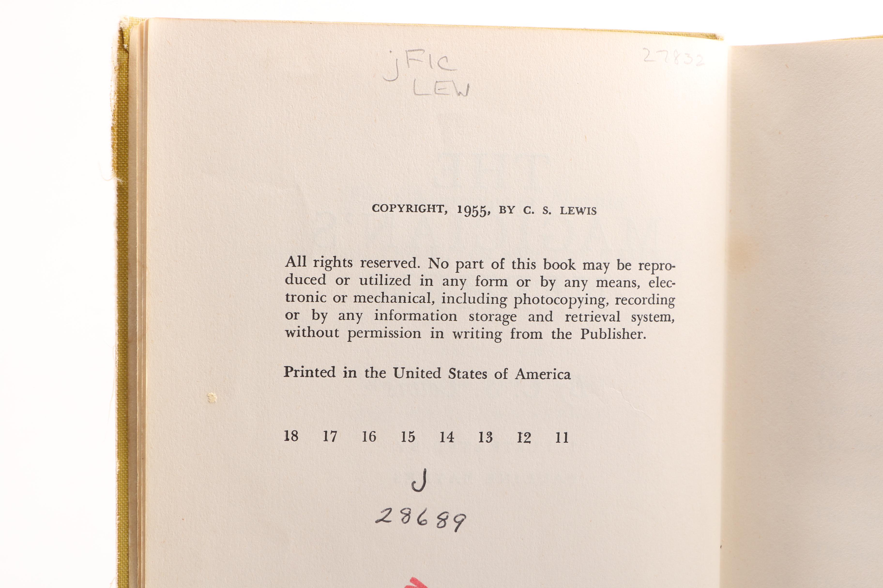 First American Edition, Later Printings of "The Chronicles of Narnia" Series by C.S. Lewis