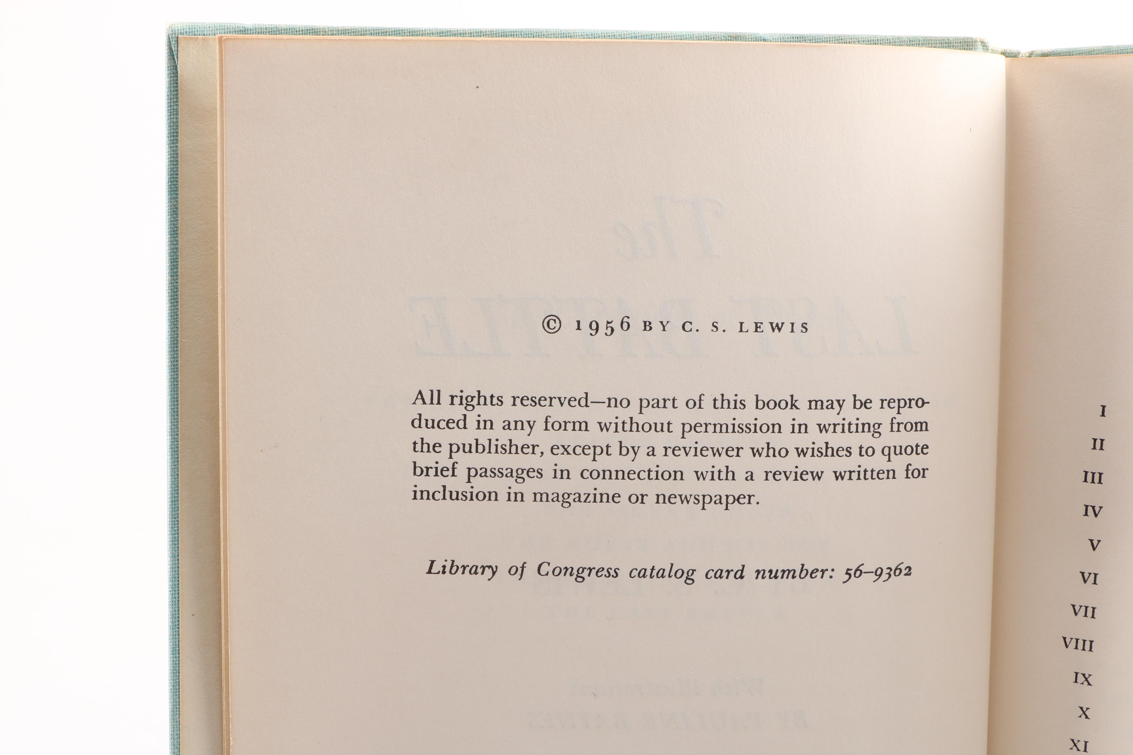 First American Edition, Later Printings of "The Chronicles of Narnia" Series by C.S. Lewis