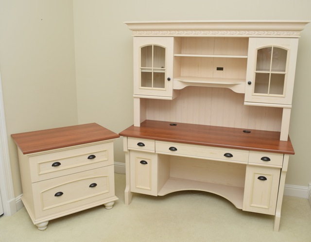 Cottage Style Desk, Hutch and Filing Cabinet
