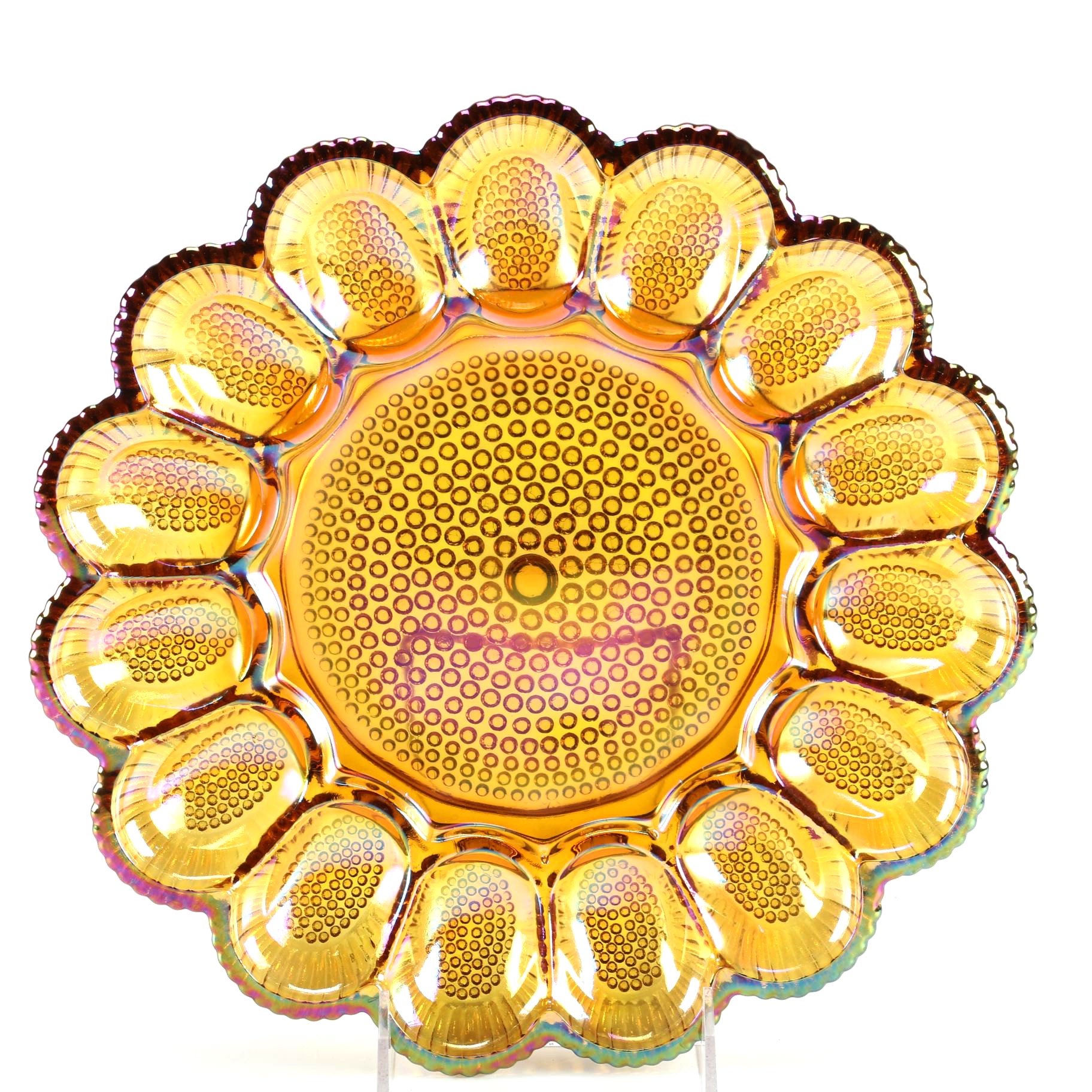 Glass Relish and Deviled Egg Plate by Indiana Glass