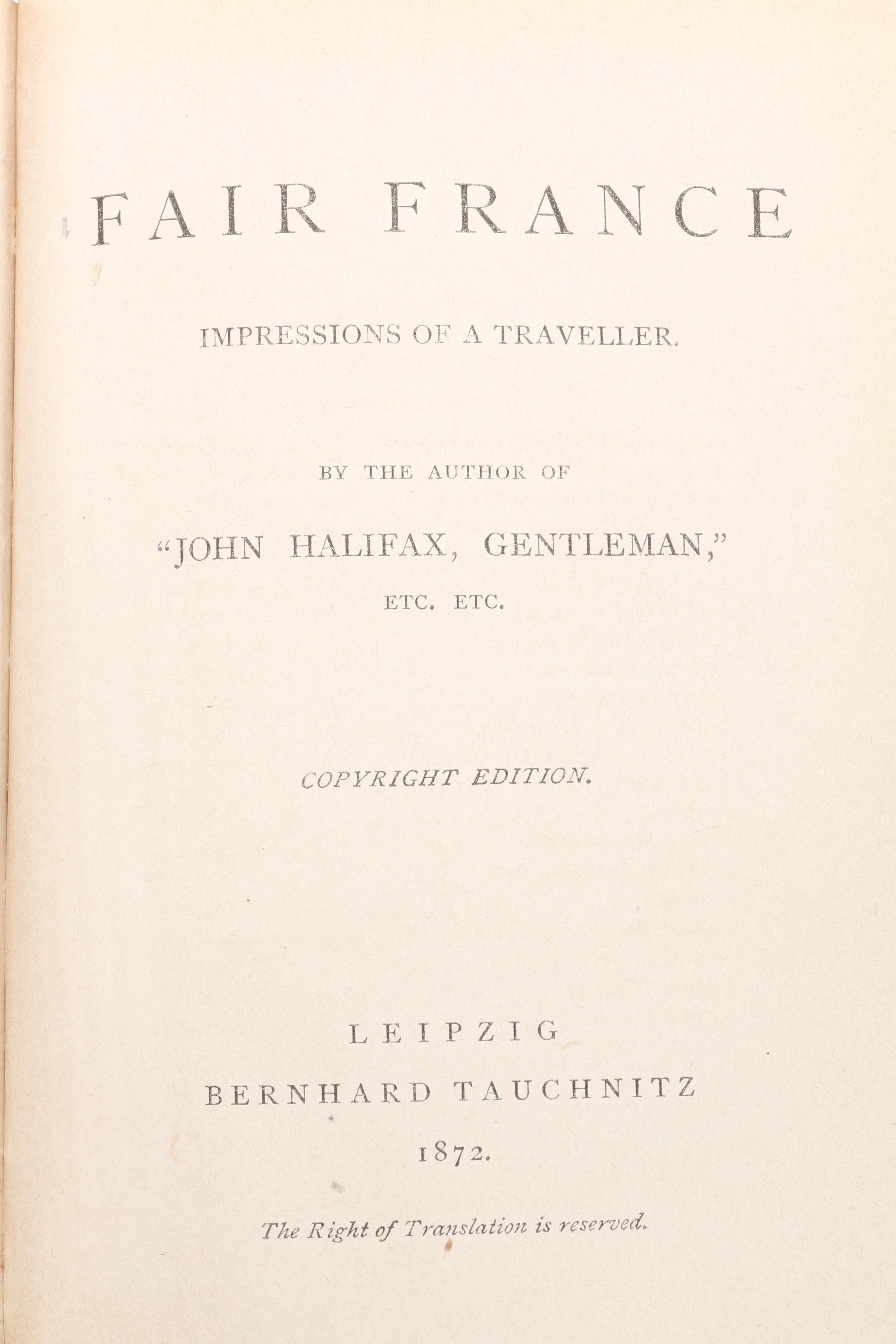 "Collection of British Authors" Tauchnitz Edition Featuring Mrs. Craik.