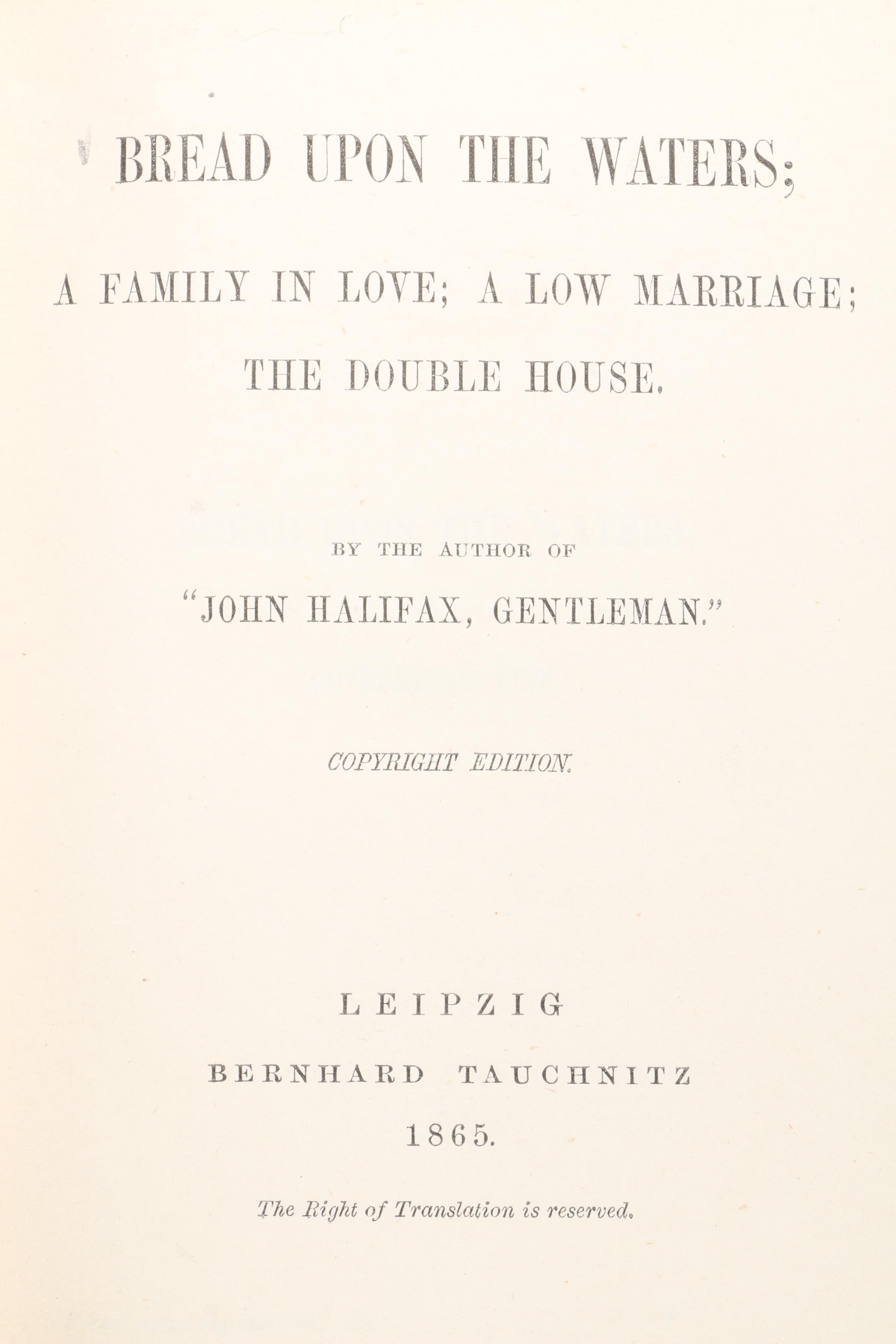 "Collection of British Authors" Tauchnitz Edition Featuring Mrs. Craik.